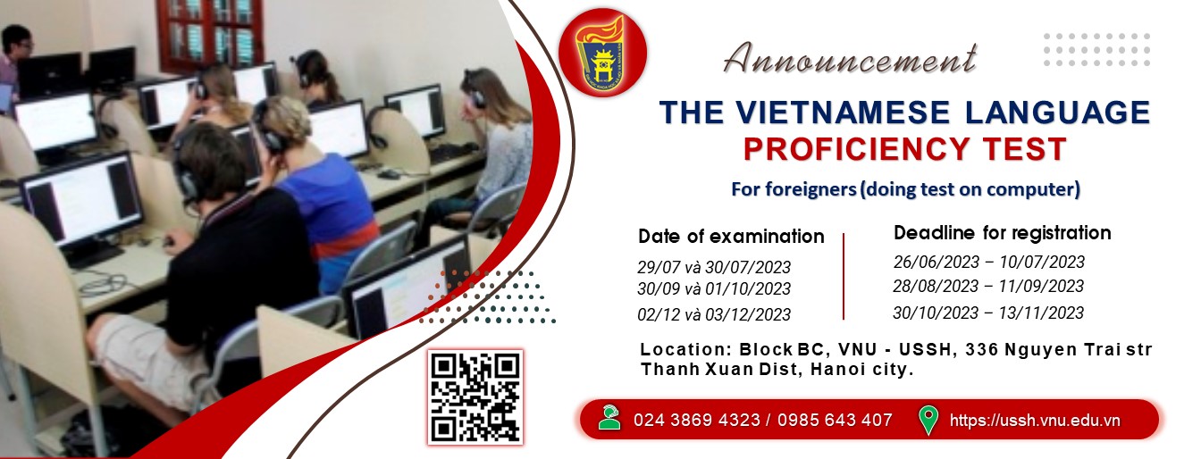 ANNOUNCEMENT ON THE VIETNAMESE LANGUAGE PROFICIENCY TEST FOR FOREIGNERS